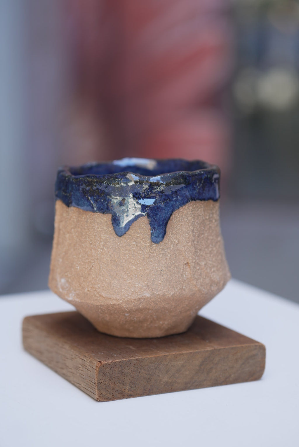 8oz Tento Clay Cup - Blue Faceted Yunomi