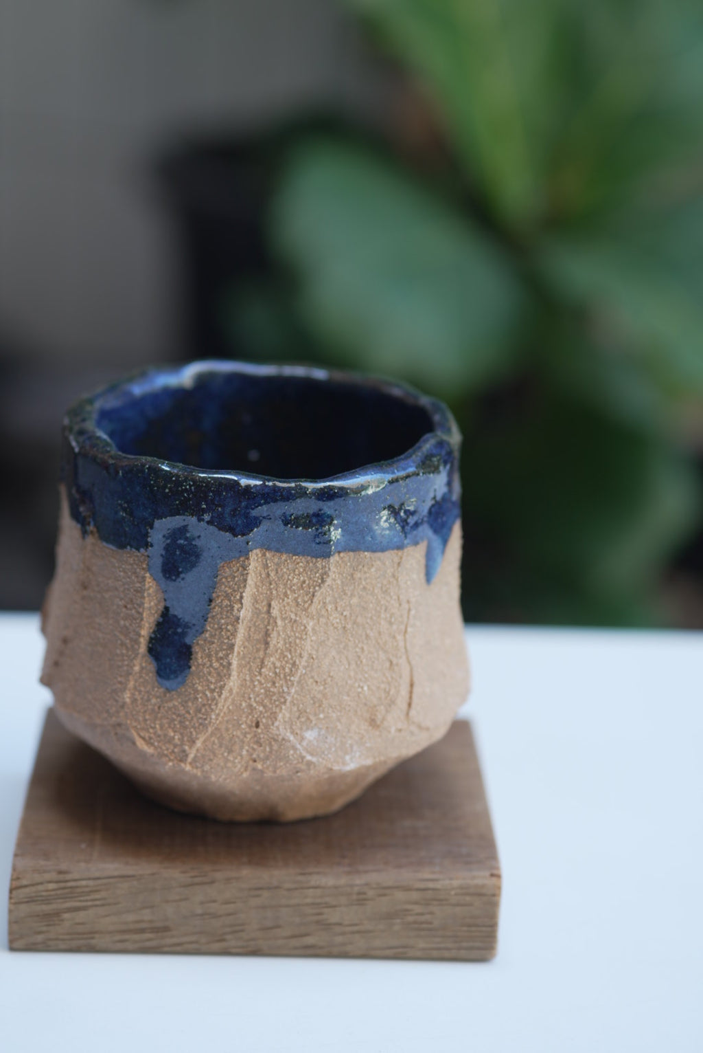 8oz Tento Clay Cup - Blue Faceted Yunomi