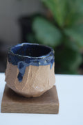8oz Tento Clay Cup - Blue Faceted Yunomi