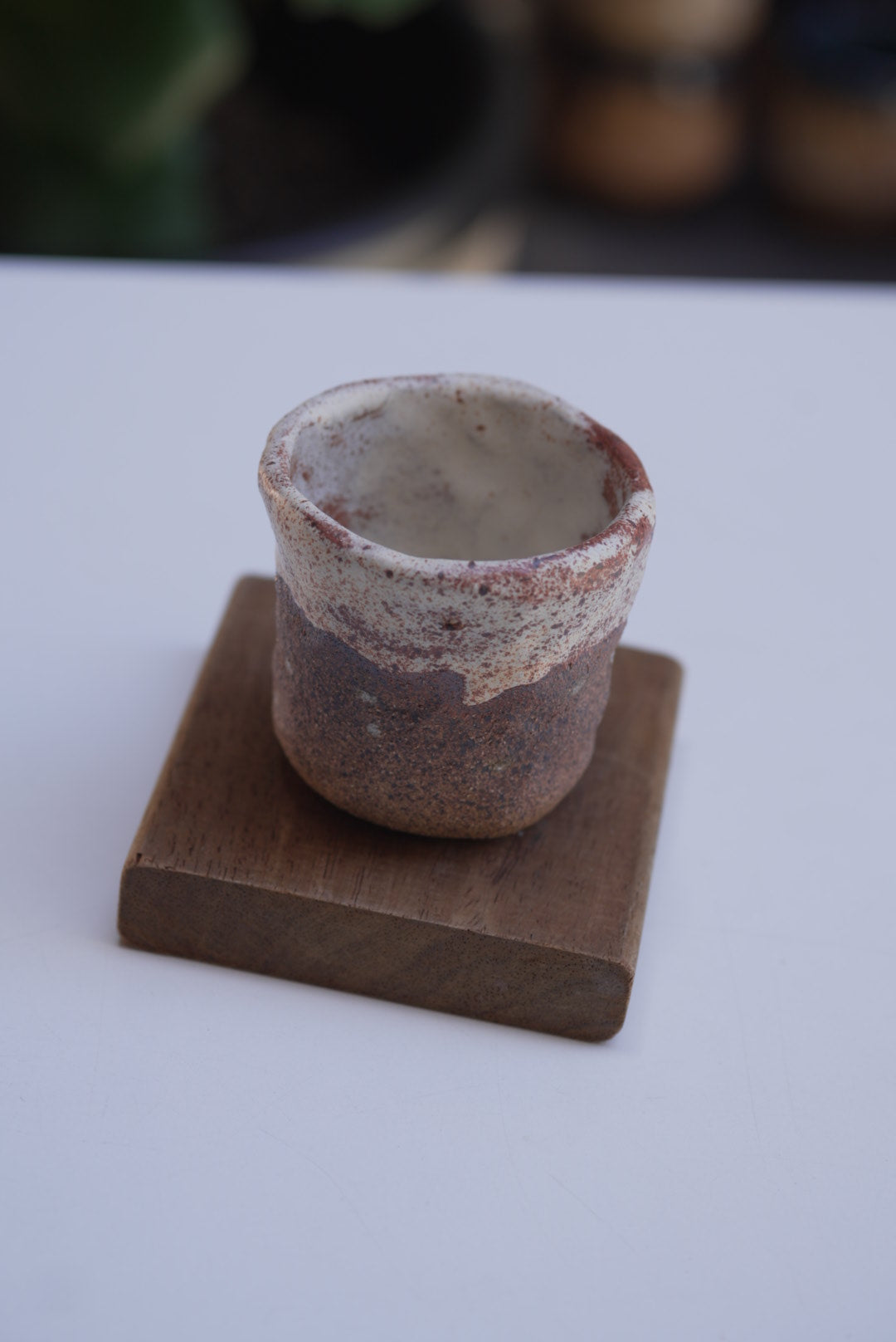 4oz Tento Clay Cup - White/ Brown Matt